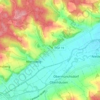 Mappa topografica Grünbach, altitudine, rilievo