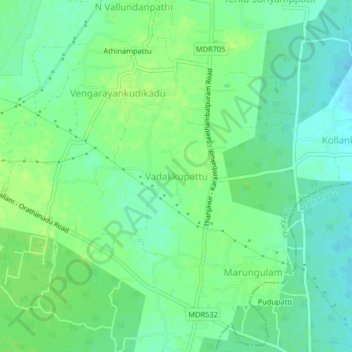 Mappa topografica Vadakkupattu, altitudine, rilievo