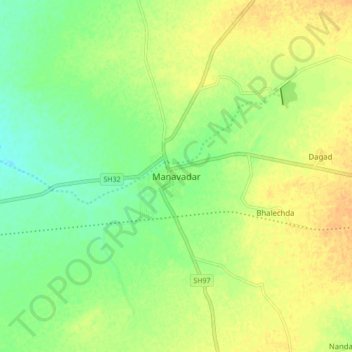 Mappa topografica Manavadar, altitudine, rilievo