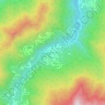 Mappa topografica Masanti di sotto, altitudine, rilievo