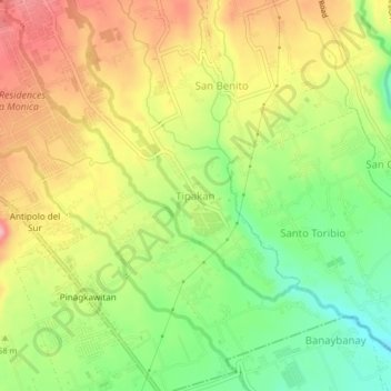 Mappa topografica Tipakan, altitudine, rilievo