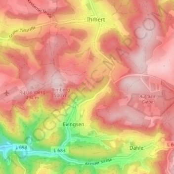 Mappa topografica Scharpschnute, altitudine, rilievo