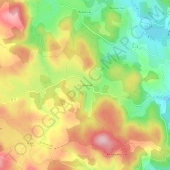Mappa topografica Le Gibertès, altitudine, rilievo