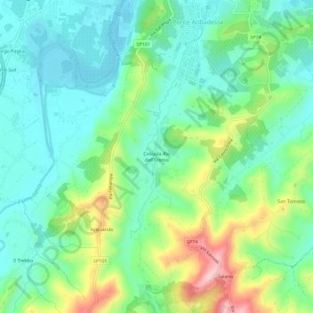 Mappa topografica Cesuola-Rio dell'Eremo, altitudine, rilievo