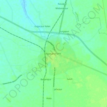 Mappa topografica Nawanshahr, altitudine, rilievo
