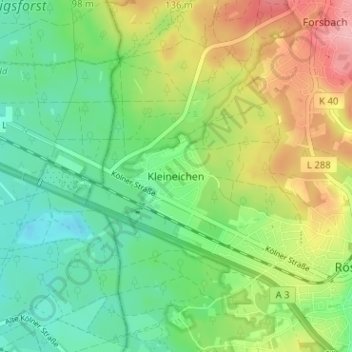 Mappa topografica Kleineichen, altitudine, rilievo