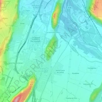 Mappa topografica Petit Rochefort, altitudine, rilievo
