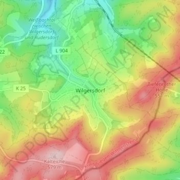 Mappa topografica Wilgersdorf, altitudine, rilievo