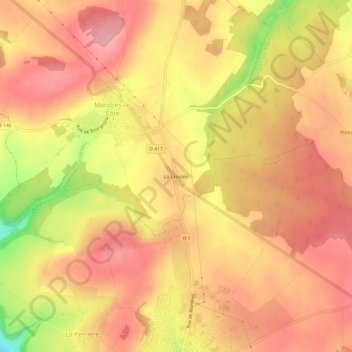 Mappa topografica La Croisée, altitudine, rilievo