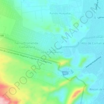 Mappa topografica Upis El Huarango, altitudine, rilievo