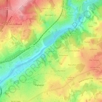 Mappa topografica La Longe, altitudine, rilievo