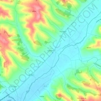 Mappa topografica Lamothe, altitudine, rilievo