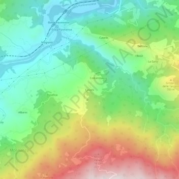 Mappa topografica Casoni, altitudine, rilievo