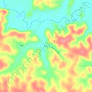 Mappa topografica Gipsy, altitudine, rilievo