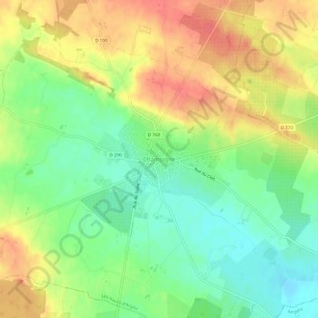 Mappa topografica Champigné, altitudine, rilievo