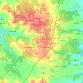 Mappa topografica Le Maine, altitudine, rilievo