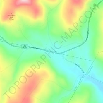 Mappa topografica East Dixfield, altitudine, rilievo