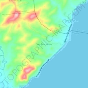 Mappa topografica San Francisco, altitudine, rilievo