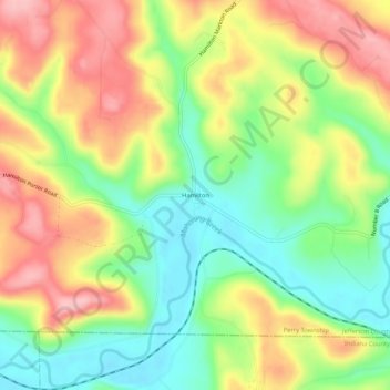 Mappa topografica Hamilton, altitudine, rilievo