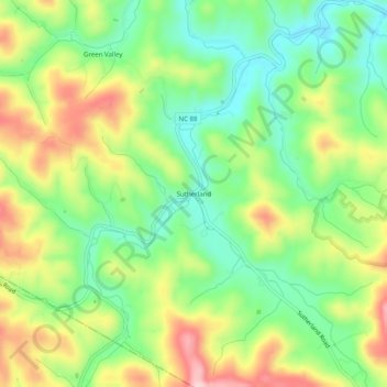 Mappa topografica Sutherland, altitudine, rilievo