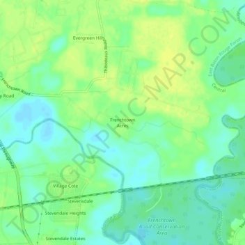 Mappa topografica Frenchtown Acres, altitudine, rilievo