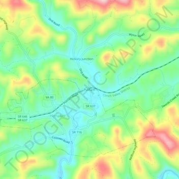 Mappa topografica Putnam, altitudine, rilievo