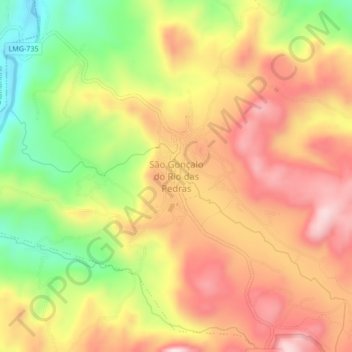 Mappa topografica São Gonçalo do Rio das Pedras, altitudine, rilievo