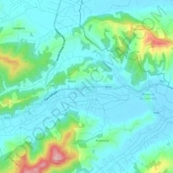 Mappa topografica Pocaia, altitudine, rilievo