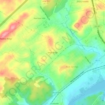 Mappa topografica Silver Ridge, altitudine, rilievo