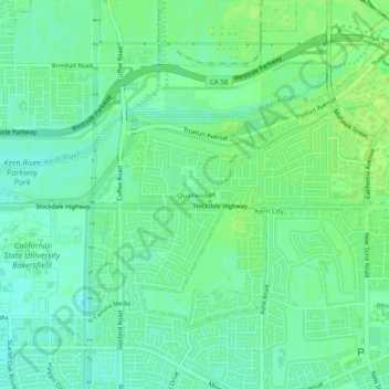 Mappa topografica Quailwood, altitudine, rilievo