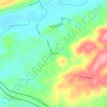 Mappa topografica Oak Grove, altitudine, rilievo