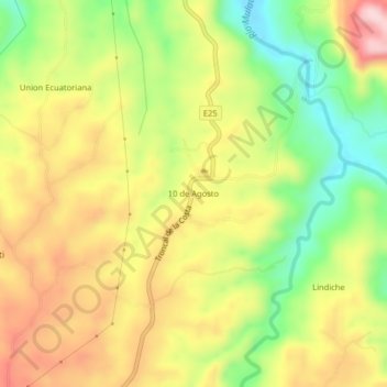 Mappa topografica 10 de Agosto, altitudine, rilievo