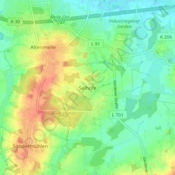 Mappa topografica Selhofe, altitudine, rilievo