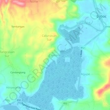 Mappa topografica Canlasid, altitudine, rilievo