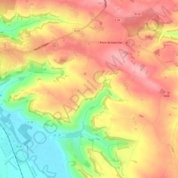 Mappa topografica Perbosc, altitudine, rilievo