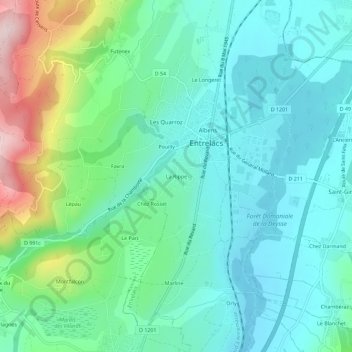 Mappa topografica La Rippe, altitudine, rilievo