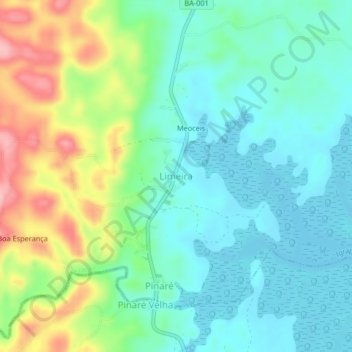 Mappa topografica Limeira, altitudine, rilievo