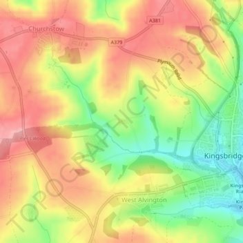 Mappa topografica Lower Holditch, altitudine, rilievo