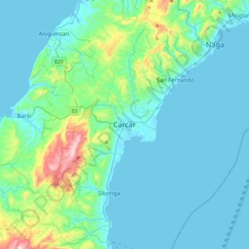 Mappa topografica Carcar, altitudine, rilievo