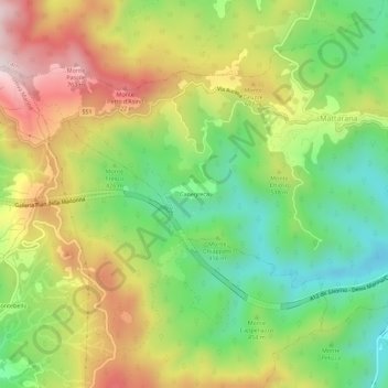 Mappa topografica Canegreca, altitudine, rilievo