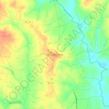Mappa topografica Hocutts Crossroads, altitudine, rilievo