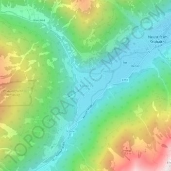 Mappa topografica Milders, altitudine, rilievo