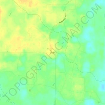 Mappa topografica Grant, altitudine, rilievo