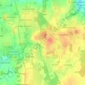 Mappa topografica Domaine des Ormes, altitudine, rilievo