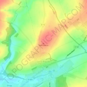 Mappa topografica Mancheron, altitudine, rilievo
