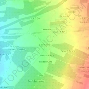 Mappa topografica San Regis, altitudine, rilievo