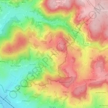 Mappa topografica Chapey, altitudine, rilievo