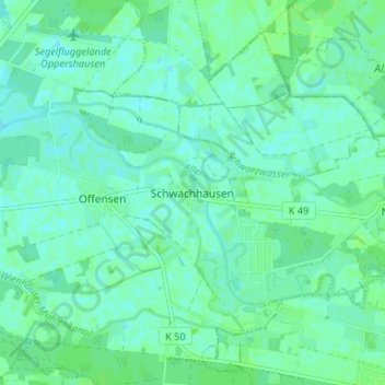 Mappa topografica Schwachhausen, altitudine, rilievo