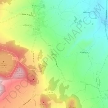 Mappa topografica L'Herm, altitudine, rilievo