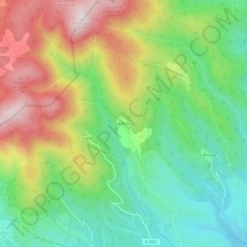 Mappa topografica Le Priou, altitudine, rilievo